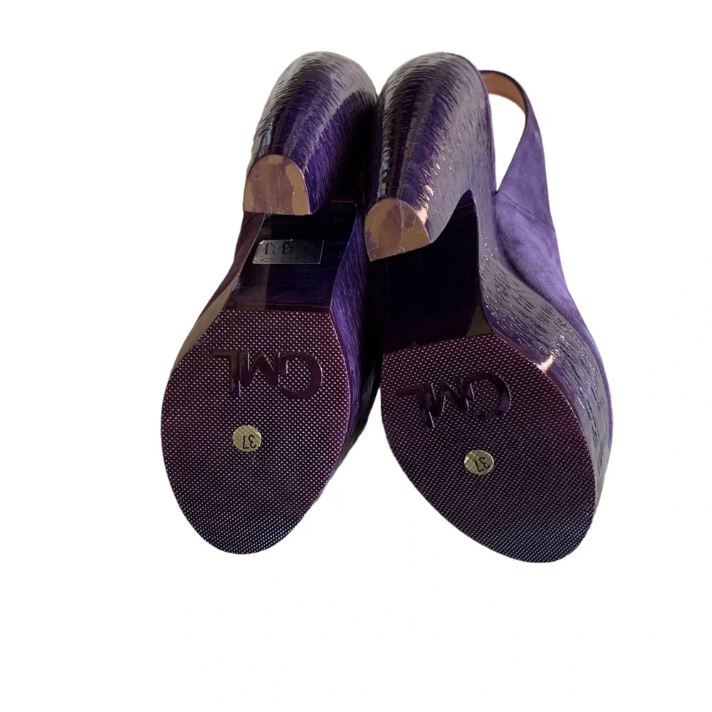 GIANMARCO LORENZI PURPLE SUEDE PLATFORM WEDGE